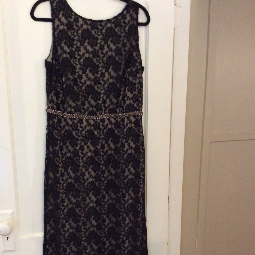 Long soft lace overlay gown